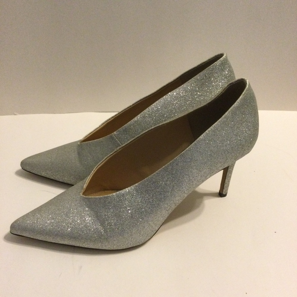 Vince Camuto Womens Silver Glitter Heels Pumps Dressy Wedding Party Size 11 - Picture 6 of 8